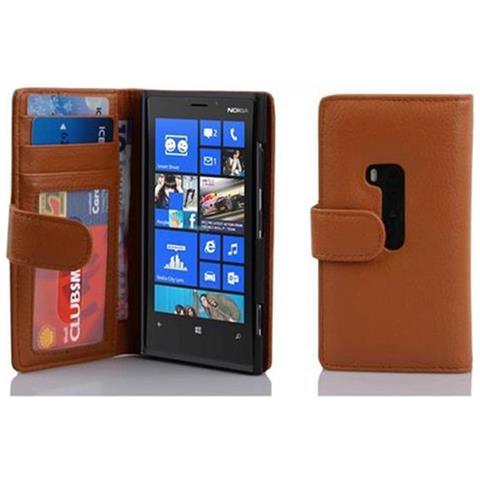 Custodia Compatibile Con Nokia Lumia 920 In Marrone Cioccolata - Coperchio Protettivo Con Chiusura Magnetica E 3 Slot Per Carte - Foto 5