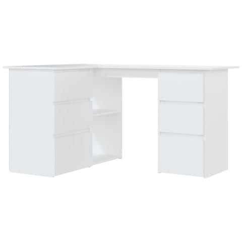 Scrivania ad Angolo Bianca 145x100x76 cm in Legno Multistrato - Foto 2