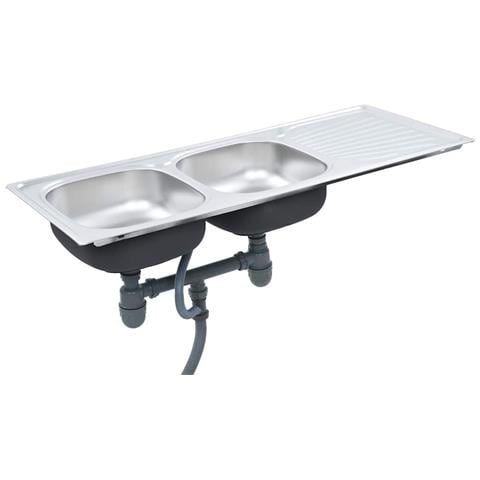 Lavello Da Cucina Doppio Con Filtro E Sifone In Acciaio Inox - Foto 2