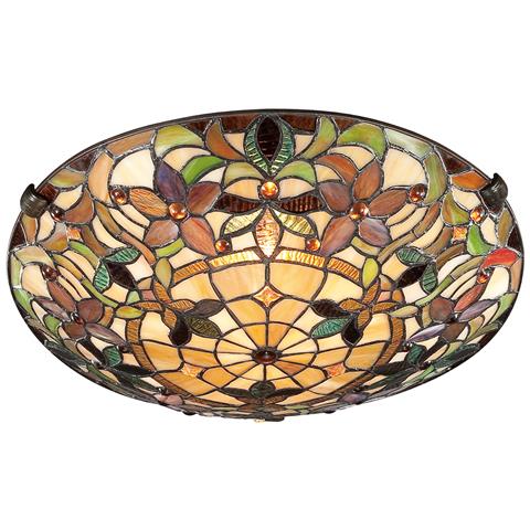 Plafoniera Da Incasso A 2 Luci Tiffany Vintage Bronzo, Attacco E27 - Foto 6