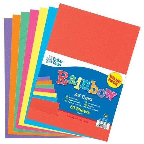 Av534 A5 Arcobaleno Carta Colorata (220gsm) Perfetto Per I Bambini Di Artigianato Attivit Collages Si Realizza Un Modello E Di Pi (confezione Da 50) Assortiti - Foto 1