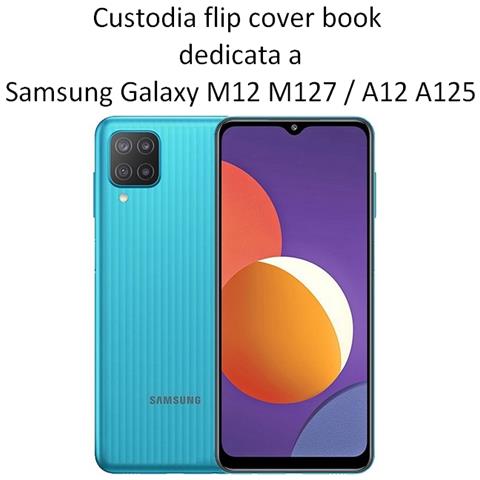 Smart Book Custodia Poket Silicone Flip Cover Case Per Samsung Galaxy A12 - M12 Blu - Foto 2