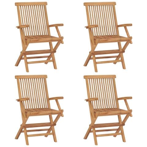 Sedie da Giardino con Cuscini Rossi 4 pz Massello di Teak - Foto 10