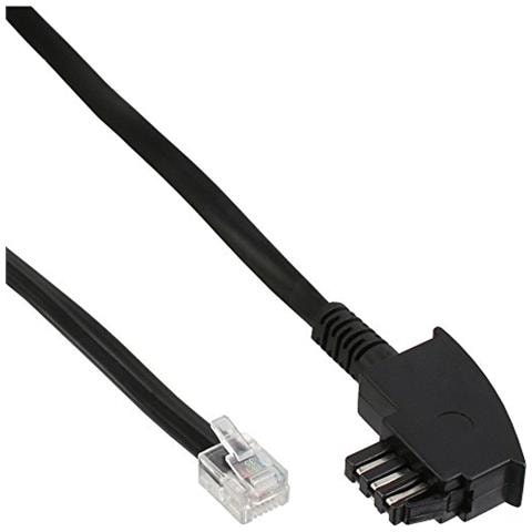 Cable Telefónico InLine RJ11 - 6 Metros, Macho A Macho, Negro, Para Teléfonos Fijos Y Módems