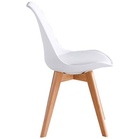 Set 4 Sedie Da Pranzo Bianco Poltrona Ufficio Casa Gambe In Legno E Cuscino - Foto 6