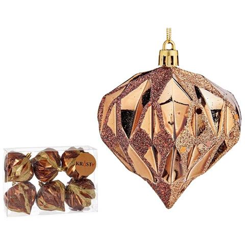 Set Di Palline Di Natale Diamante Marrone Plastica 8 X 9 X 8 Cm (12 Unità) - Foto 2