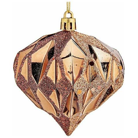 Set Di Palline Di Natale Diamante Marrone Plastica 8 X 9 X 8 Cm (12 Unità) - Foto 3