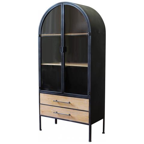 Vetrina Da Interno Con Struttura In Metallo E Legno 2 Ante 2 Cassetti Linea Industrial - Foto 1