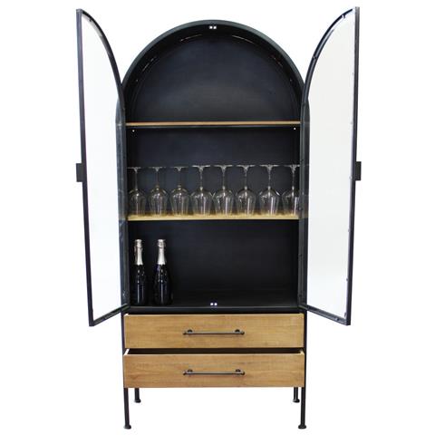 Vetrina Da Interno Con Struttura In Metallo E Legno 2 Ante 2 Cassetti Linea Industrial - Foto 2