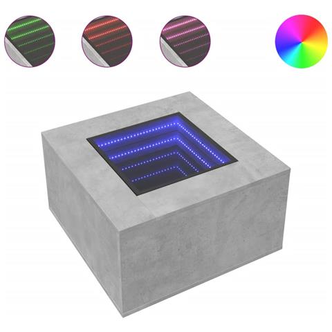 Tavolino Salotto Con Led Grigio Cemento 60x60x40 Cm Multistrato - Foto 2