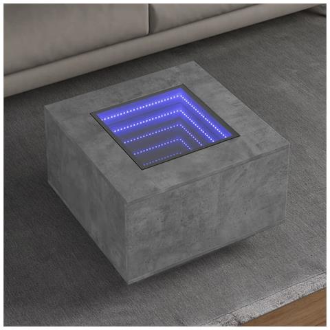 Tavolino Salotto Con Led Grigio Cemento 60x60x40 Cm Multistrato - Foto 1