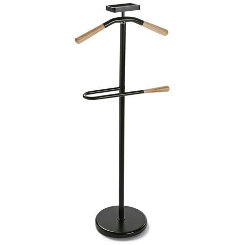 Servo Muto Moderno Legno E Metallo,servomuto,appendiabiti Indossatore Per Camera Da Letto E Spogliatoio,multifunzionale,dimensioni P25x44x108 Cm (nero) - Foto 1