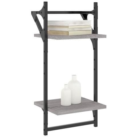 Mensole A Parete Con Aste 2pz Grigio Sonoma 30x25x65 Cm - Foto 3