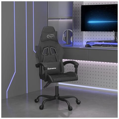 Sedia da Gaming Girevole Nera in Similpelle - Foto 2