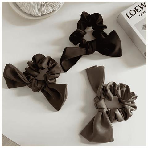 2 Pezzi Grandi Elastici Per Capelli In Seta Raso Scrunchies Per Capelli Spessi Light Tan - Foto 2