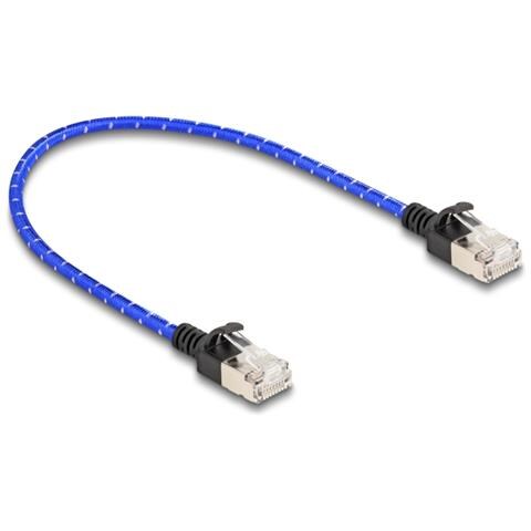 Cavo di rete RJ45 con rivestimento intrecciato Cat. 6A U /FTP Slim da 0,3 m blu - Foto 1