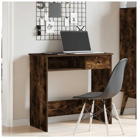 Scrivania Rovere Fumo 80x40x75 Cm In Legno Multistrato - Foto 3