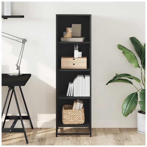 Libreria Nera 40x35x139 Cm In Legno Multistrato - Foto 3