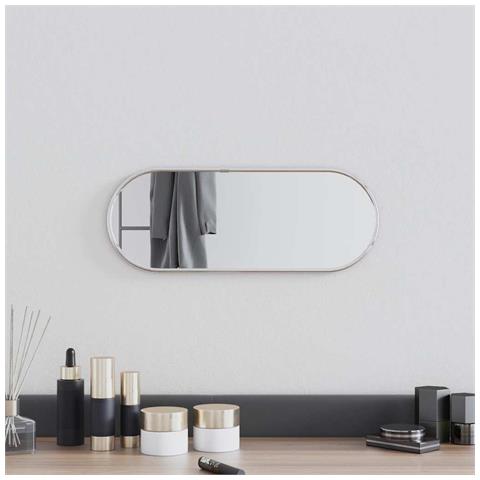 Specchio Da Parete Argento 40x15 Cm Ovale - Foto 1
