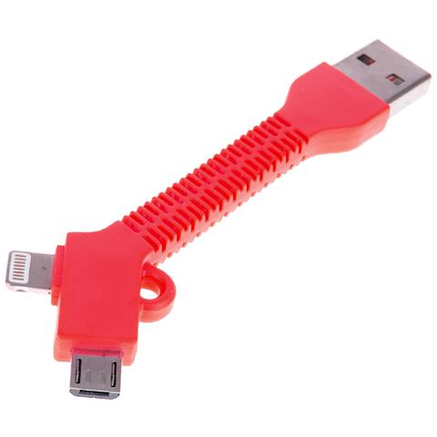Connettore 2 In 1 Semirigido Ip5/6 E Micro Usb 8x2 Cm. Colore Rosso - Foto 1