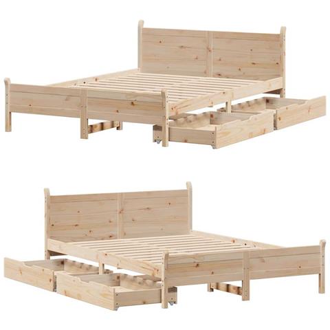 Letto senza Materasso 120x200 cm in Legno Massello di Pino - Foto 10