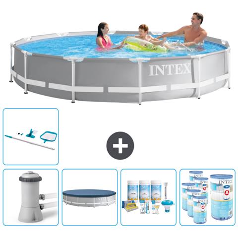 Piscina Fuori Terra - In Giro - 366x366x76 Cm - Grigio - Include Accessori Coordinati Cb21 - Foto 1