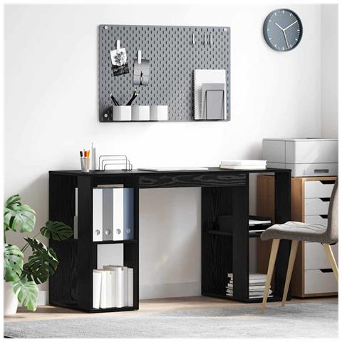 Scrivania Computer Rovere Nero Rovere Nero MDF Media - Foto 2