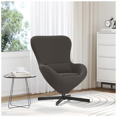 Sedia a Uovo  Grigio Scuro in Tessuto Simil Pelo - Foto 2