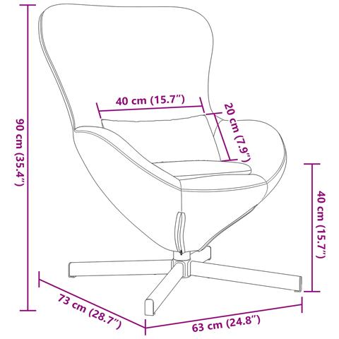 Sedia a Uovo  Grigio Scuro in Tessuto Simil Pelo - Foto 9