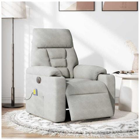 Poltrona Reclinante Massaggi Elettrica Grigio Chiaro Microfibra - Foto 2