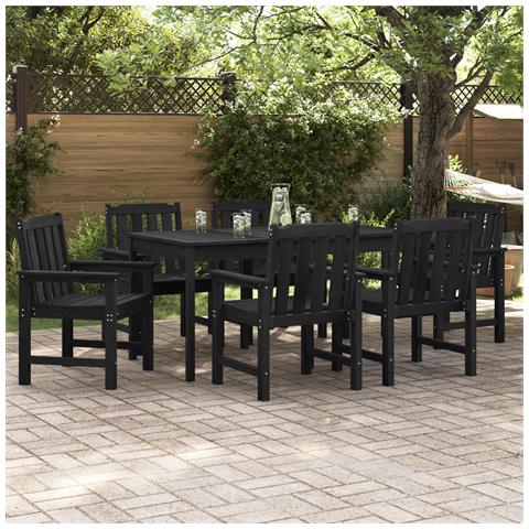 Sedie da Pranzo per Giardino  set da 6 nere 65,5x55,5x88 cm HDPE, Sedie da Pranzo per Giardino  set da 2 nere HDPE - Foto 2