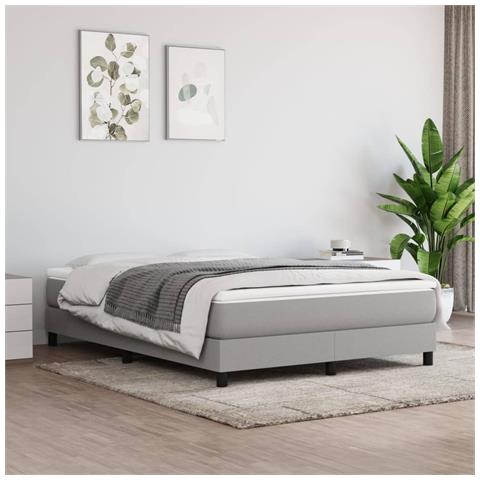 Giroletto a Molle con Materasso Grigio Chiaro 140x200cm Tessuto - Foto 2