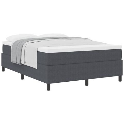Letto con Rete a Molla e Materasso Grigio Scuro 140x200 cm Tessuto Corduroy - Foto 1