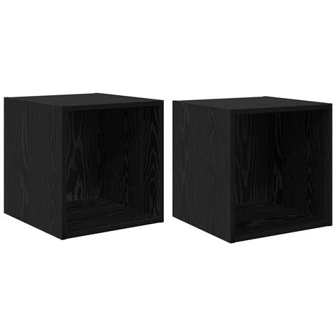 Armadi da muro 2 pcs Rovere Nero 37x37x37 cm Legno ingegnerizzato - Foto 1