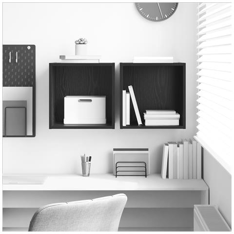 Armadi da muro 2 pcs Rovere Nero 37x37x37 cm Legno ingegnerizzato - Foto 2