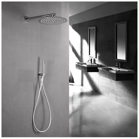 Set Doccia Completo Di Soffione Tondo Diametro 20 Cm E Set Doccetta Kz-1005-2 Peru - Cromato Lucido - Foto 1