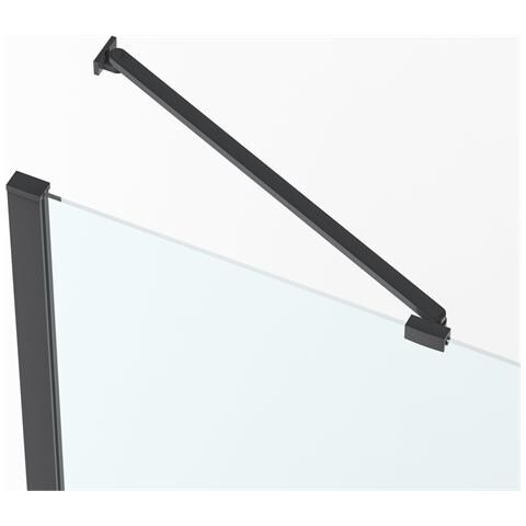 Box Doccia Angolare 100x80 Cm Porta A Soffietto + Fisso H200 Cm Cristallo 6 Mm Profilo Nero Opaco Zaira - Foto 2