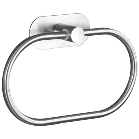Portasciugamani Ovale Da Bagno Senza Chiodi, Montaggio Senza Foratura Silver - Foto 2