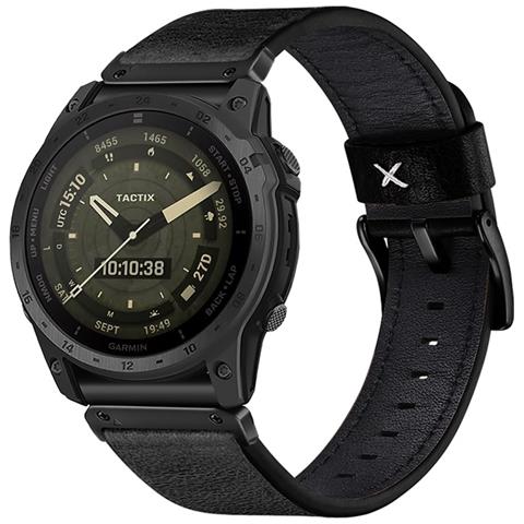 Cinturino In Pelle Premium Compatibile Con Garmin Fenix 8/fenix 7x/fenix 3 - Elegante E Confortevole Black 22 Mm - Foto 2