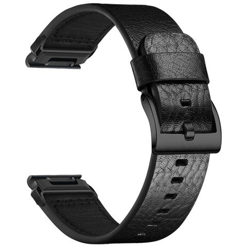 Cinturino In Pelle Premium Compatibile Con Garmin Fenix 8/fenix 7x/fenix 3 - Elegante E Confortevole Black 22 Mm - Foto 1