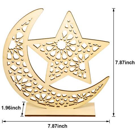 Decorazione In Legno Per La Festa Musulmana Ramadan Eid Mubarak 2 Pezzi - Foto 4