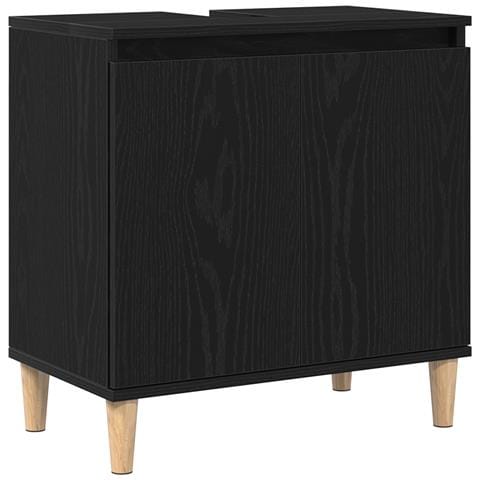 Mobile Lavabo Nero Rovere 58x33x60 cm Legno Ingegnerizzato - Foto 1