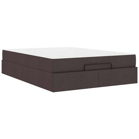 Struttura del letto Marrone scuro 140 x 190 cm Tessuto - Foto 1