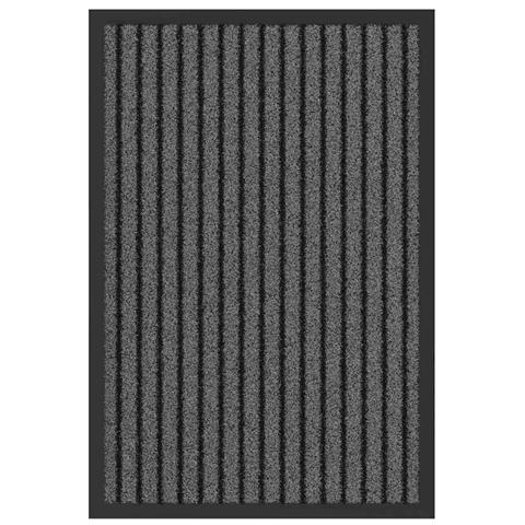 Tappetino Rigato Nero e Grigio 40 x 60 cm Polipropilene e PVC - Foto 1