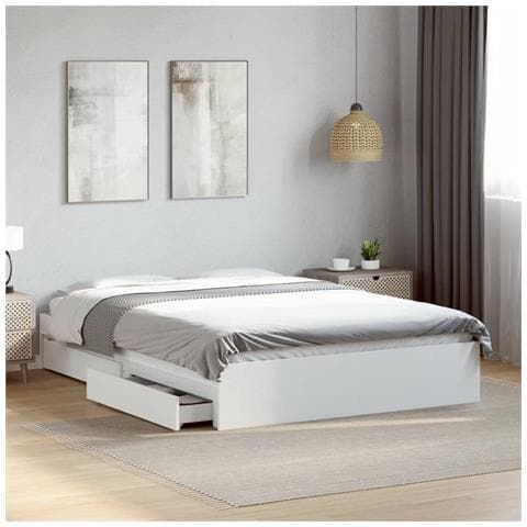 Giroletto con Cassetti Bianco 135x190 cm in Legno Multistrato - Foto 2