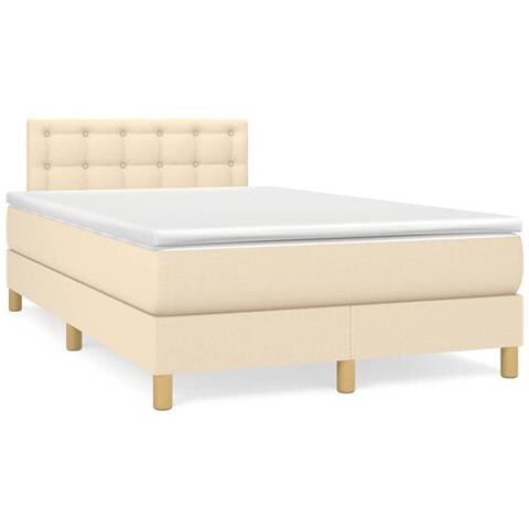 Letto a Molle con Materasso e LED Crema 120x190 cm in Tessuto - Foto 2