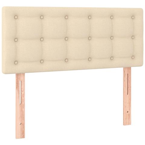 Letto a Molle con Materasso e LED Crema 120x190 cm in Tessuto - Foto 9