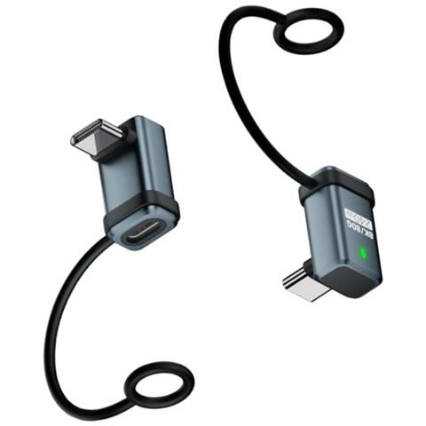Adattatore Usb-c Maschio A Maschio Ad Angolo Retto 3d 240w - Trasferimento Dati 120gbps (confezione Da 2) Blue - Foto 2