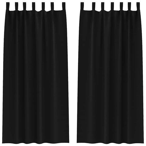 Tende con tende 2 pcs Nero 260x140cm Poliestere - Foto 1