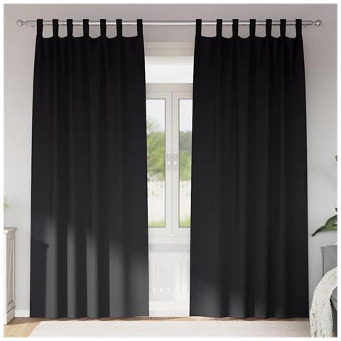 Tende con tende 2 pcs Nero 260x140cm Poliestere - Foto 2